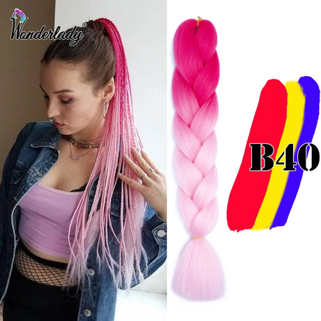 WonderLady 255 Color Long Colored Braiding Hair Jumbo Braids DIY Hairstyle Ombre Synthetic Hair Extensions For Women Braiding