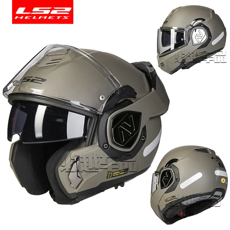 LS2 FF906 Advant Full Face Flip Up Helmets Motorcycle Modular Double Visor Helmet built-in Lens ECE Capacete Casque Casco Moto