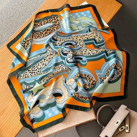 Luxury Brand Women Scarf Summer 70cm Silk Scarves Shawls Lady Sunscreen Beach Shawl Horse Print Square Scarves Muslim Headscarf