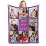 I Love You Custom Blanket with Photo Collage Text Personalized Picture Throw Blanket for Christmas Valentine's Day Birthday Gift