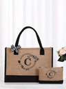 Reusable Jute Large Capacity Printed Letters Set Ladies Tote Bag Shopping Party Party DIY Gift Bag Shopping