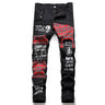 Men's Black Jeans Men's Fashion Punk Patchwork Street Jeans Men's Stretch Street Hip Hop Slim Fit Holes Punk Denim Cotton Pants