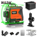 HILDA 12/16 Lines 3/4D Laser Level Level Self-Leveling 360 Horizontal And Vertical Cross Super Powerful Green Laser Level