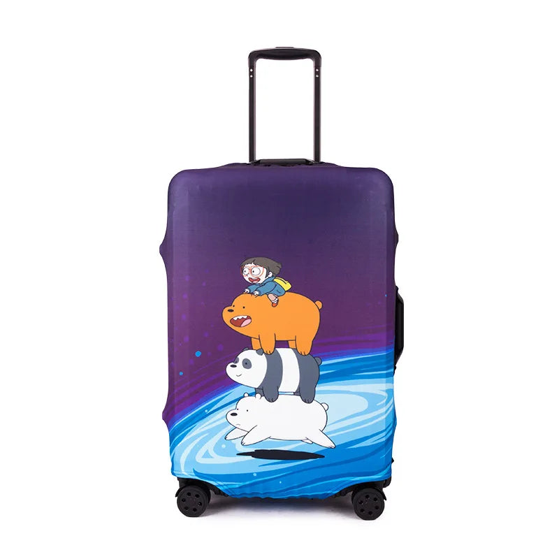 Luggage Protective Cover  Bear Pattern Suitcase Dustproof Cover Trolley Stretch Fabric Case Elastic Travel Accessories