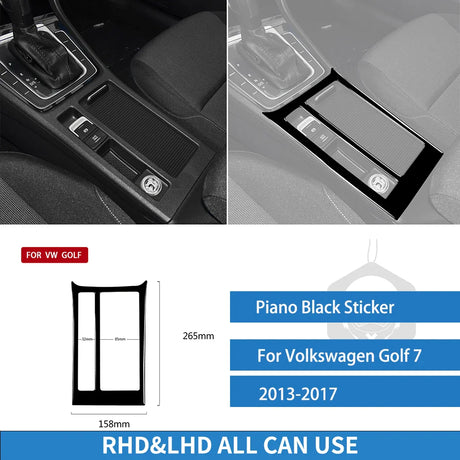 For Volkswagen Golf 7 GTI Mk7 2013 2014 2015 2016 2017 Cup Holder Panel Trim Cover Piano Black Sticker Car Interior Accessories