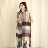 Winter Women Plaid Scarf Winter AC Pamanhmina Shawls Cashmere Thick Wraps Lady Tassel Warm Scarves Rainbow Hairy Bufanda Man