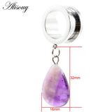 Alisouy 1PC Stainless Steel Water Drop Stone Star Moon Sword Skull Bees Dangle Earring Ear Gauge Plug Tunnel Expander Stretcher