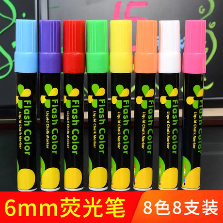 Erasable Chalk Pen Fluorescent Plate LED Electronic Light Emitting Board Whiteboard 8 COLOR Water Billboard Silvery Glass