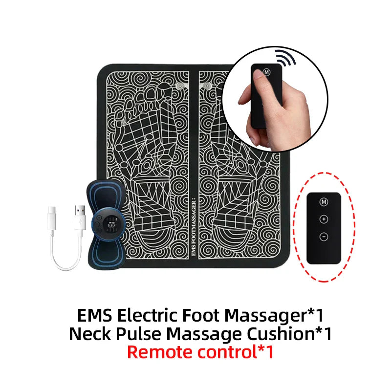 Foot Massager EMS Electric Pad Feet Acupoints Relax Massage Mat Pain Relief Blood Circulation Muscle Stimulation Instrument