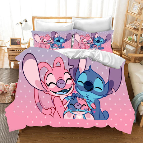 Disney Stitch Cartoon Duvet Cover Anime Set Comforter King Size Bedding Quilt Cover Queen Twin Size Children Grade A Printed