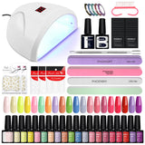 PHOENIXY Gel Nail Polish Set with 36W Nail Lamp Semi Permanent UV Gel Varnish Base Top Coat Complete Nail Art Gel Polish Kit