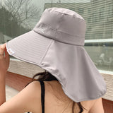 Women Outdoor Fisherman Hat Wide Brim Bucket Hat with Neck Cover Summer Breathable Mesh Sun Protection Visor Anti UV Cap