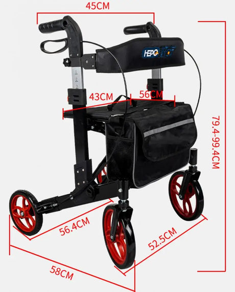 Elderly Trolley Walker with Four-Wheel Mobility Aids Aluminum Alloy Elderly Shopping Cart Lightweight Folding Portable Walker