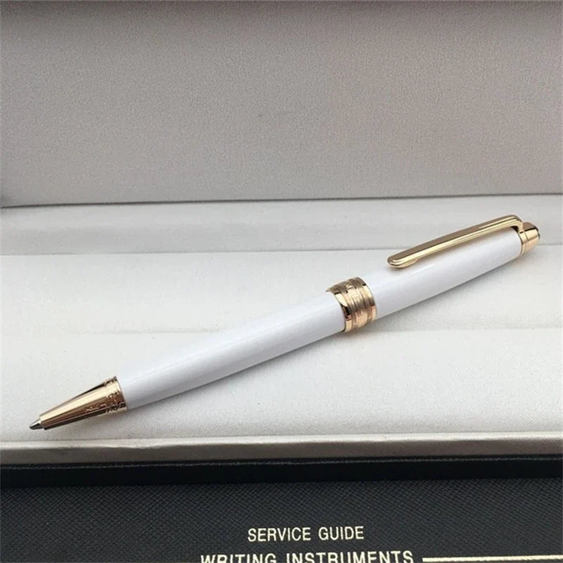 Luxury Msk-163 White Metal Ballpoint Pen Rollerball Pen Unique Reliefs Office School Writing Fountain Pens With MB Serial Number