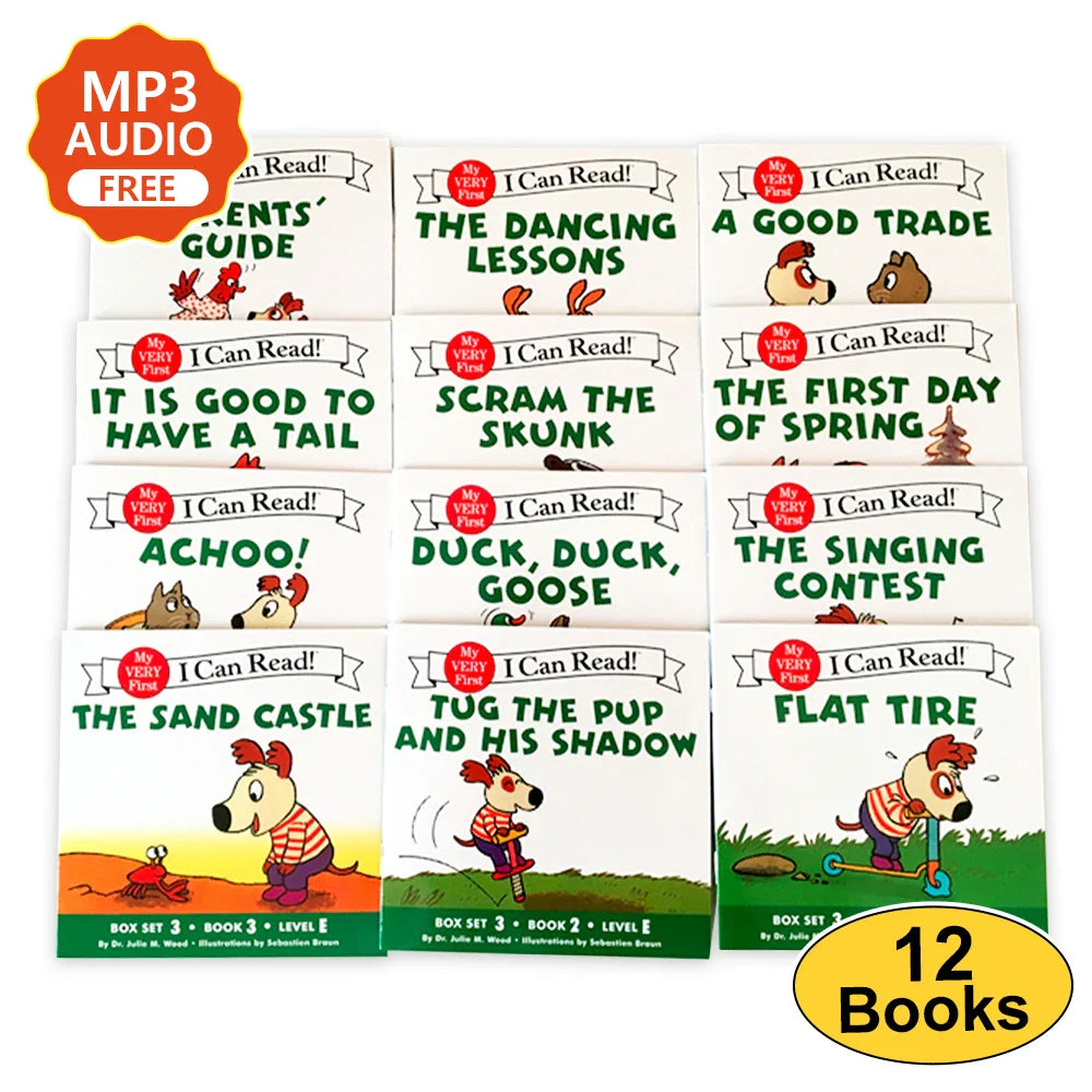 12Books/set Biscuit Series Phonics English Picture Books "I Can Read" Kids Education Toys For Children Pocket Reading Book