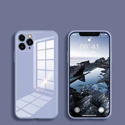 Soft Silicone Frame Phone Case For iPhone 15 14 13 12 Mini 11 Pro XS Max XR X SE 2020 8 7 Plus Tempered Glass Back Cover