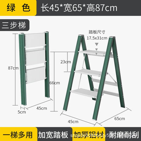 Multi functional folding ladder aluminum alloy high stool kitchen load bearing 300kg step chair widened 3 steps