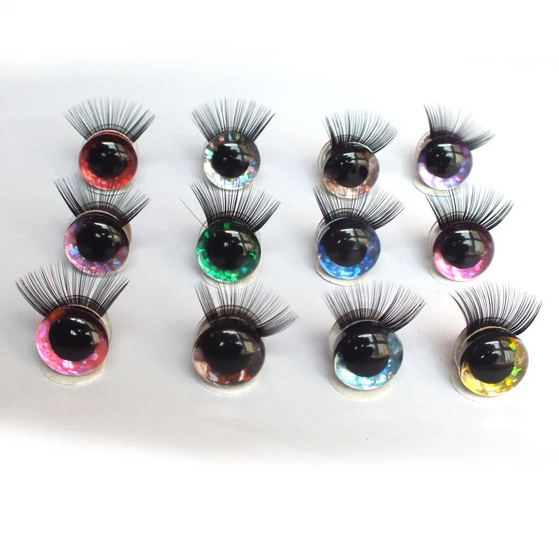 20pcs Toy Eyes Eyelash 12-35mm Doll Toy Safety Eye Crystal Eye DIY Plush DIY Doll Making Baby Eyelashes for Stereo Crystal Eyes
