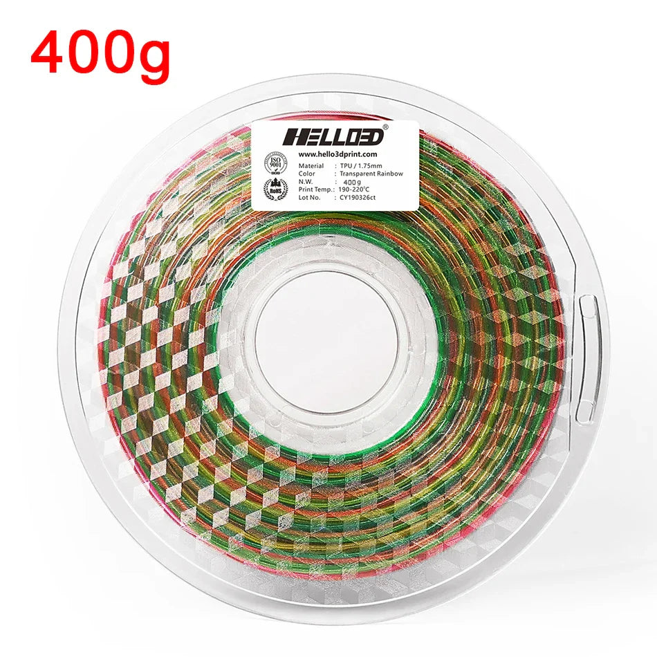 3D Printer Filament 1.75mm 250G TPU 3D Plastic Printing Filament Flexible Filament Printing Materials Gray Black Red Color