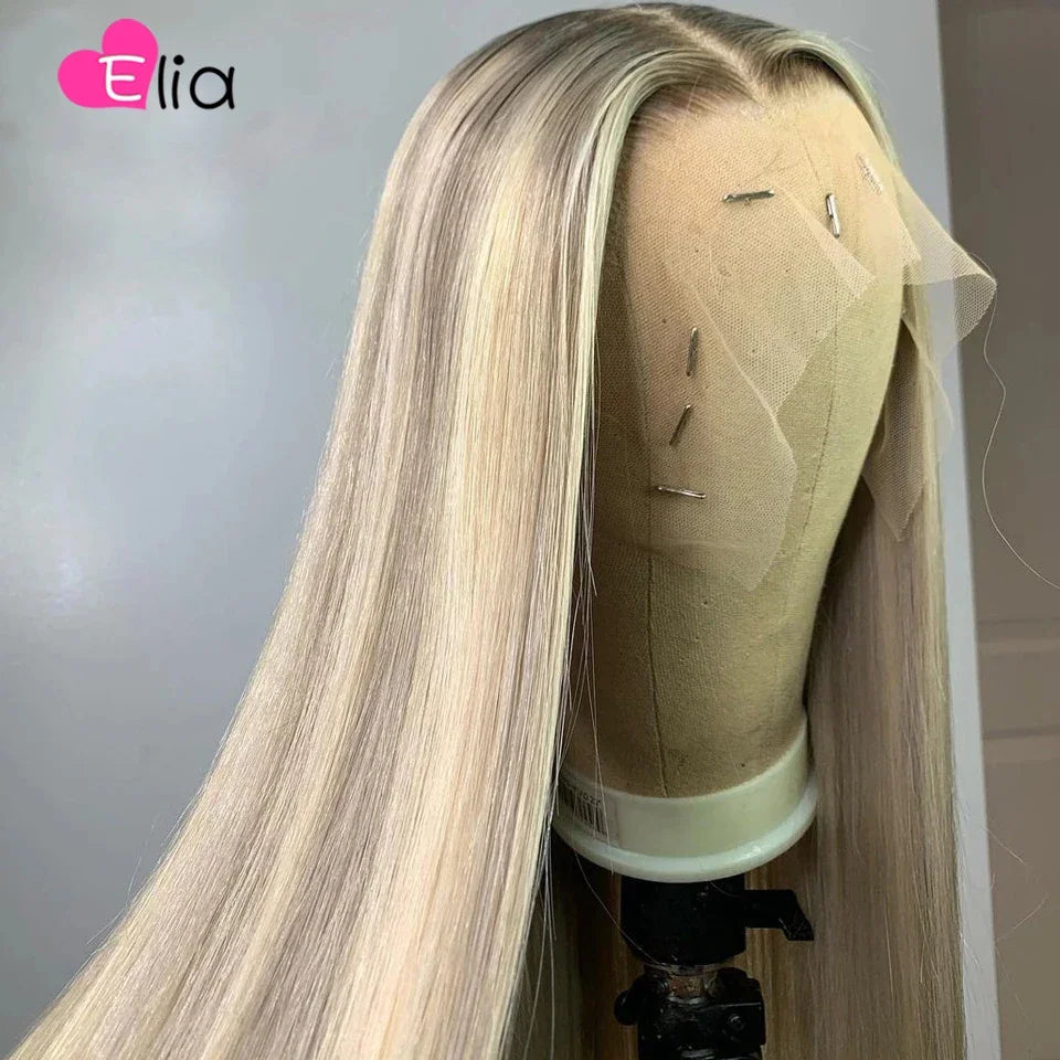 Brown Roots Wigs for Women Transparent Lace Front Human Hair Preplucked Highlight 613 Brown Lace Frontal Wig 13x6 Brazilian Wig