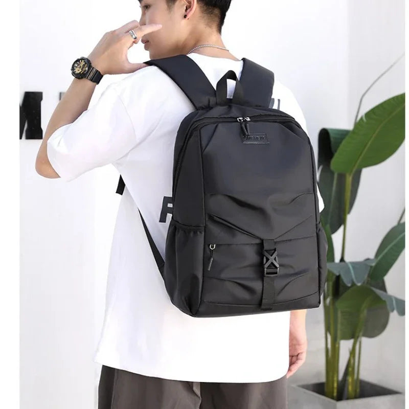 Male Backpacks College Student School Backpack Men Light Weight Travel Back Pack Bag Business Office Black