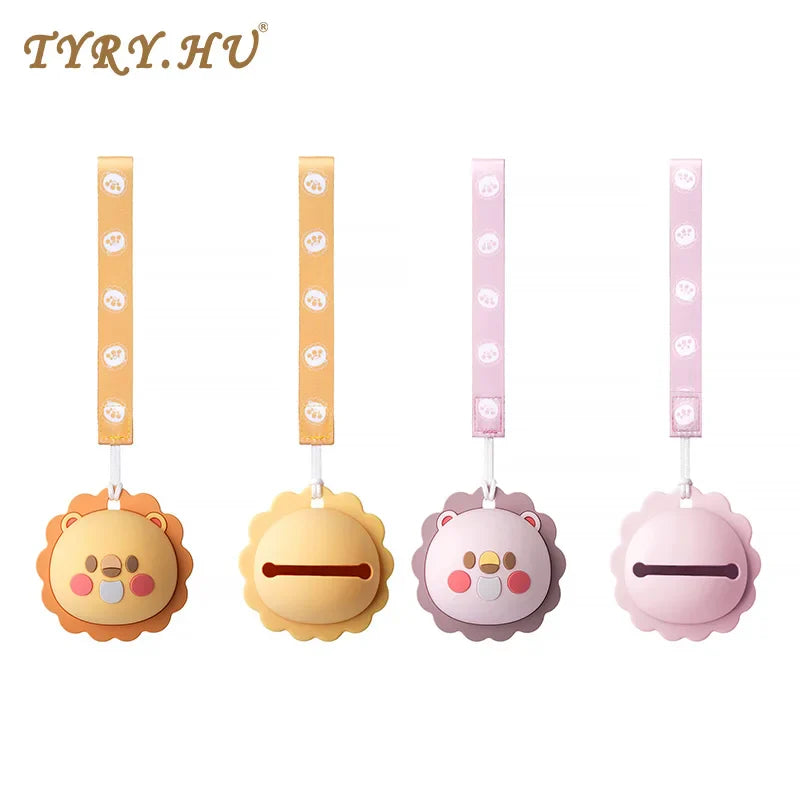 TYRY.HU 1pcs Baby Silicone Pacifier Holder Container Box Infant Cute Portable Soother Pacifier Chain Silicone Storage Box