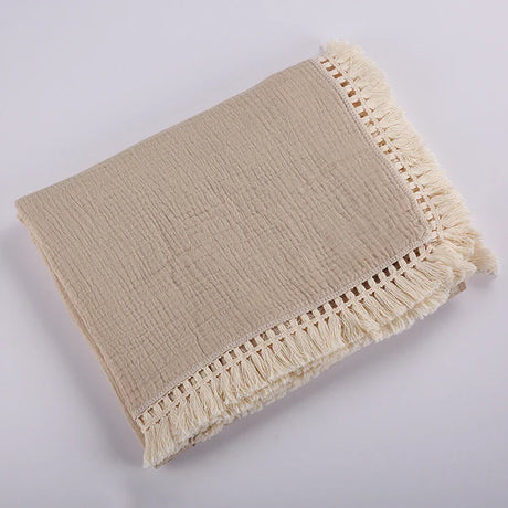 Cotton Muslin Swaddle Blankets for Newborn Baby Tassel Receiving Blanket New Born Swaddle Wrap Infant Sleeping Quilt Bed Cover