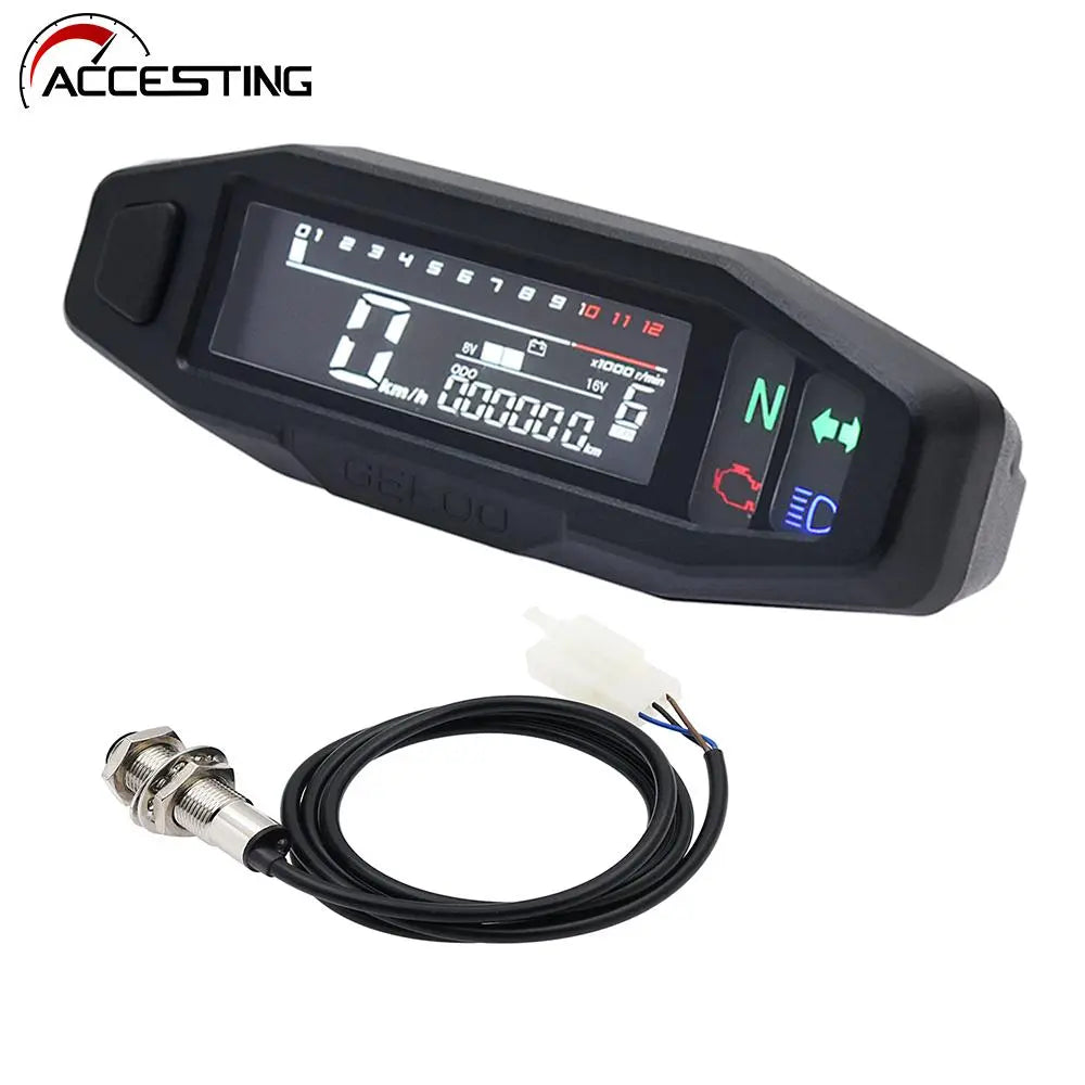 Newest Motorcycle Speedometer Oil Gauge Tachometer Universal Digital Meters Instrument Cluster Turn Signal Light Indicator