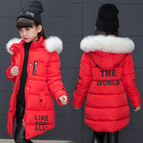 2023 Winter Warm Jackets for Girls Fashion Fur Hooded Children Girls Waterproof Outwear Kids Cotton Lined Parkas