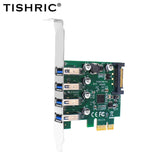 TISHRIC PCIE 1X To 4 USB 3.2 Port Expansion Card D720201 Control Add on Card Support system Win xp/Vista/7/8/10/11 32-bit/64-bit