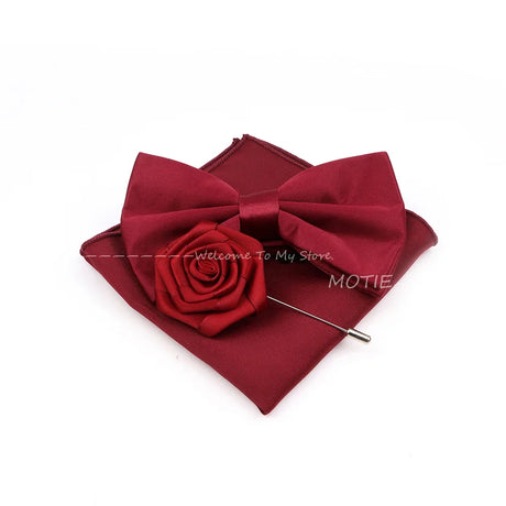 New Colorful Bowties Handkerchiefs Cufflinks Set Polyester Brooches For Men's Business Wedding Party Suit Dress Accessories Gift