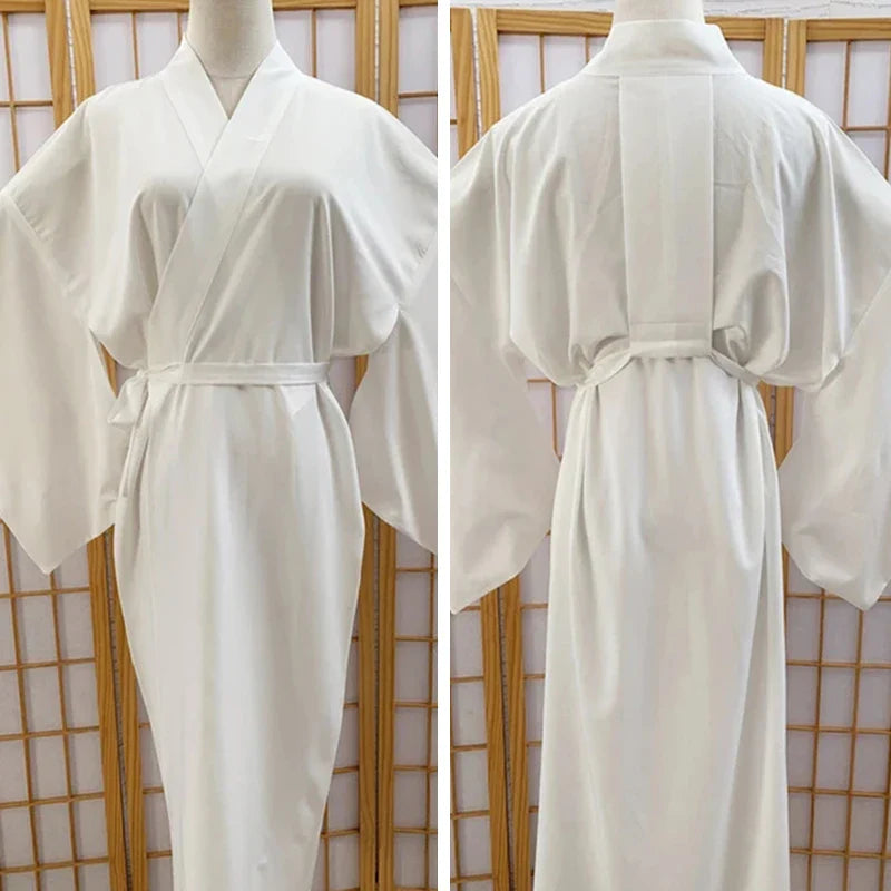 Japanese Traditional Kimono Juban Women White Yukata Kimono Bottom Lining With Belt Haori Intimate Kimono Inner Wear Underwear