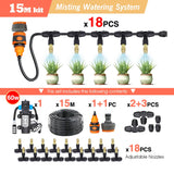 30-5M Garden Adjustable Brass Nozzle Misting Watering System 45/60/80/100W Self-Priming Pump Automatic Cool Irrigation Equipment