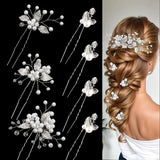 Pearl Flower Hairpin Side Comb Golden Leaf Shaped Alloy Tiaras Wedding Bride Insert Hair Clips Hair Jewelry Bride Headwear