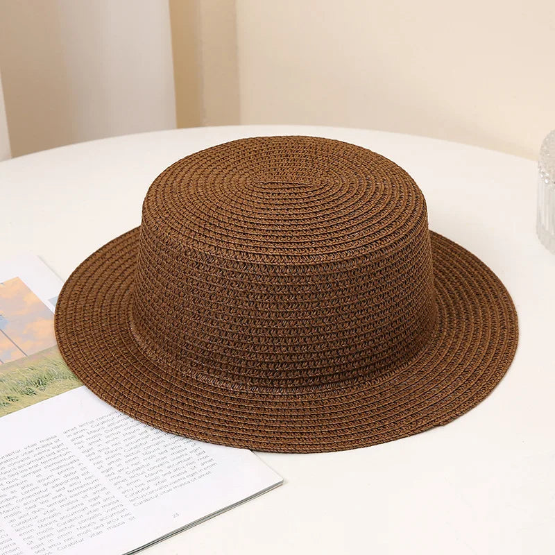 Summer Fashion Versatile Men's Women's Straw Hat Flat Top Fashion Sunscreen Foldable Fedora Beach Tourism Straw Hat Children