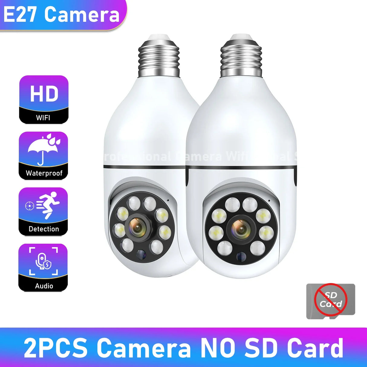 1/2/4PCS E27 Bulb Wifi Camera Surveillance Night Vision Full Color Ai Human Tracking 4X Digital Zoom Video Security Monitor Cam