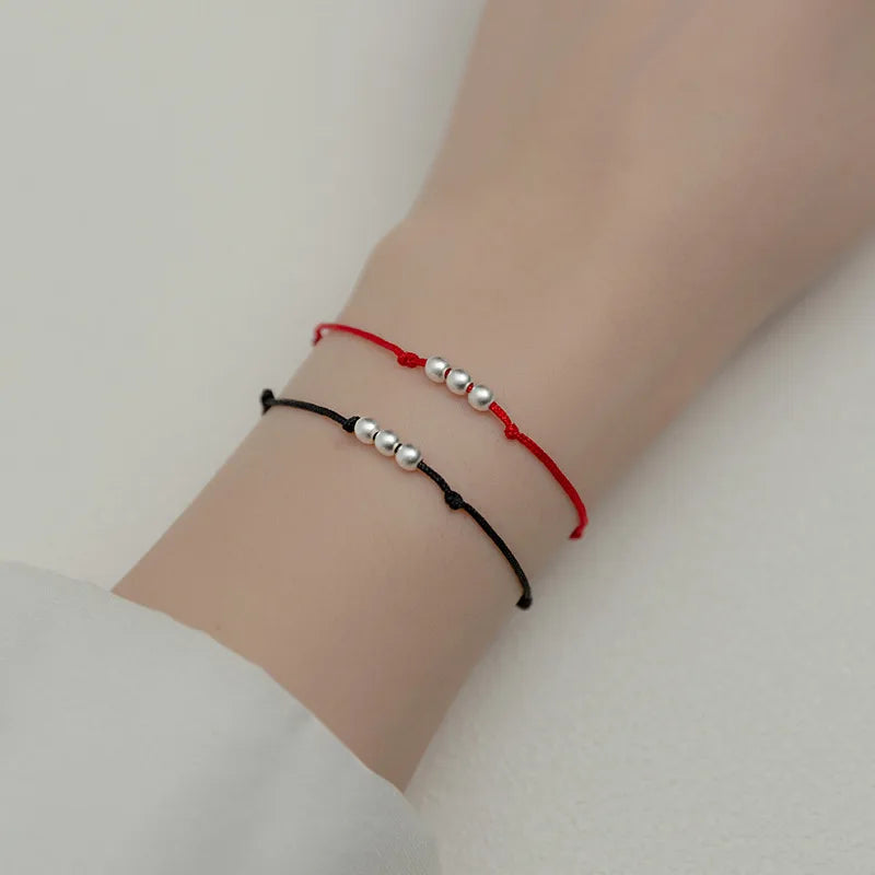 La Monada 14-20cm Frosted Bead Red Thread For Hand 925 Sterling Silver Bracelet For Women Rope Red Thread Bracelets Silver 925