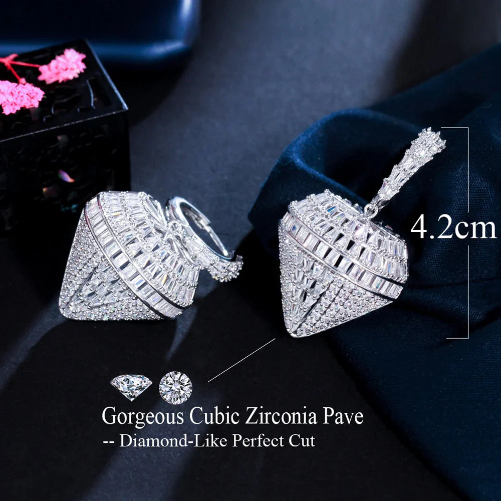 ThreeGraces Creative Cubic Zirconia Big Hanging Geometric CZ Huggies Hoop Earrings for Women Fashion Daily Party Jewelry E1087