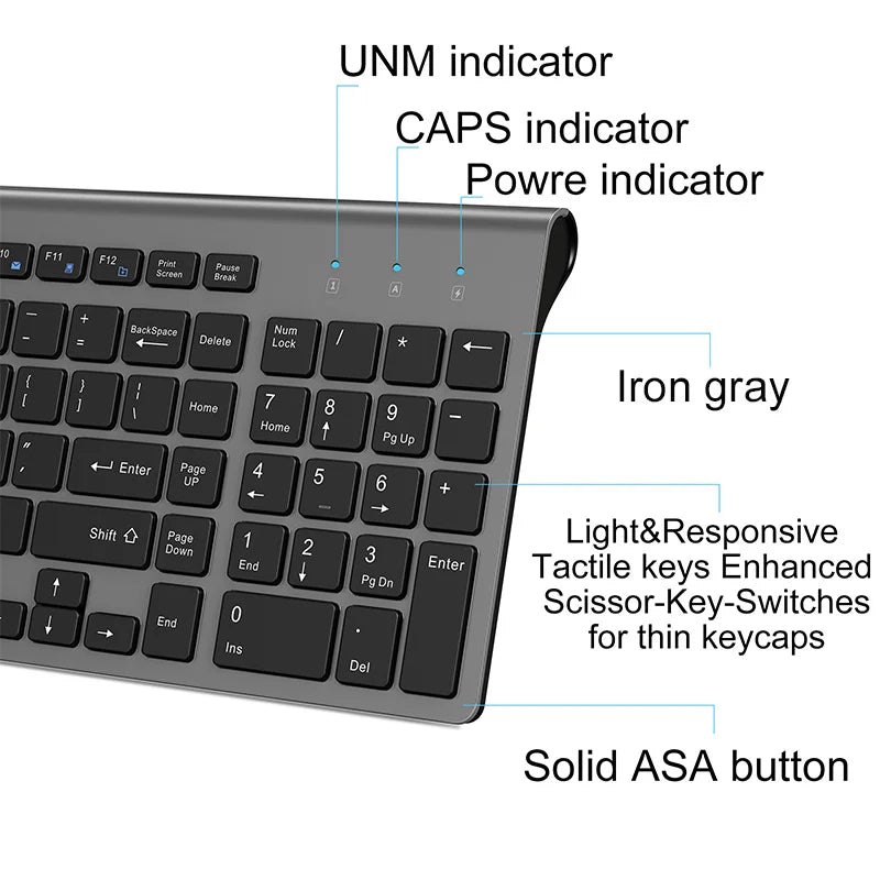 SeenDa Russian Spain Wireless Keyboard and Mouse Combo 2.4G Full Size Silent Button Keyboard Mouse Set for Laptop PC Computer