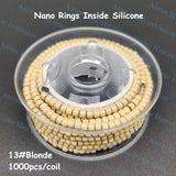 1000pcs/coil Pre-Loaded 3.0mm NanoRings Silicone Micro Rings Links Beads Hair Extension Tools Made Easi Loop Hook