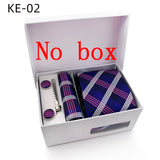 Luxury Tie Set Gift Box For Men Wedding Jacquard Necktie Square Clip Cufflinks Handkerchief Brezo Pour Teal Tie