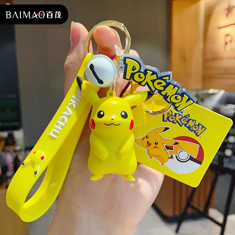 Pokemon Keychain Anime Figures Pikachu Cartoon Key Chain Charmander Psyduck Fashion Bag Keyring Pendant Accessories Toy Kid Gift