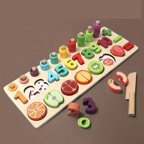 Kids Montessori Math Toys For Toddlers Educational Wooden Puzzle Fishing Toys Number Shape Matching Sorter Games Board Toy Gift