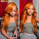 Wiggogo Body Wave 13X6 Hd Lace Frontal Wig Orange Ginger Lace Front Wig Human Hair Hd Lace Wig 13X4 Lace Frontal Human Hair Wigs