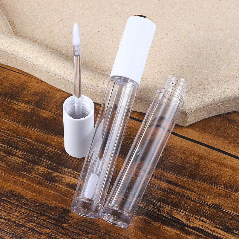 Clear Wand Lip Gloss Tube White cap 4ml DIY Cosmetic Blusher Container Makeup Lipstick Lip Balm Tools Concealer Accessories