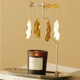 Gold Romantic Rotating Spinning Candle Holder Wedding Party Home Decoration Metal Tealight Candlestick