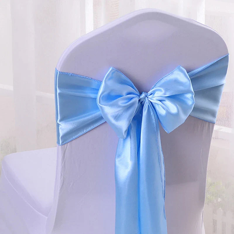 10/100pcs Satin Chair Bow Sashes Wedding Chair Knots Ribbon Butterfly Ties For Party Event Hotel Banquet Home Decoration