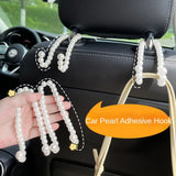 Car Rear Seat Hook White Pearl Hanger Car Hook Half Open Design Auto Hook Stainless Steel Car Seat Headrest Hooks Car Accessorie