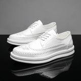 Men Dress Shoes White Leather Business Casual Shoes Brand Man Wedding Office Oxfords For Male Comfortable Walking Footwear