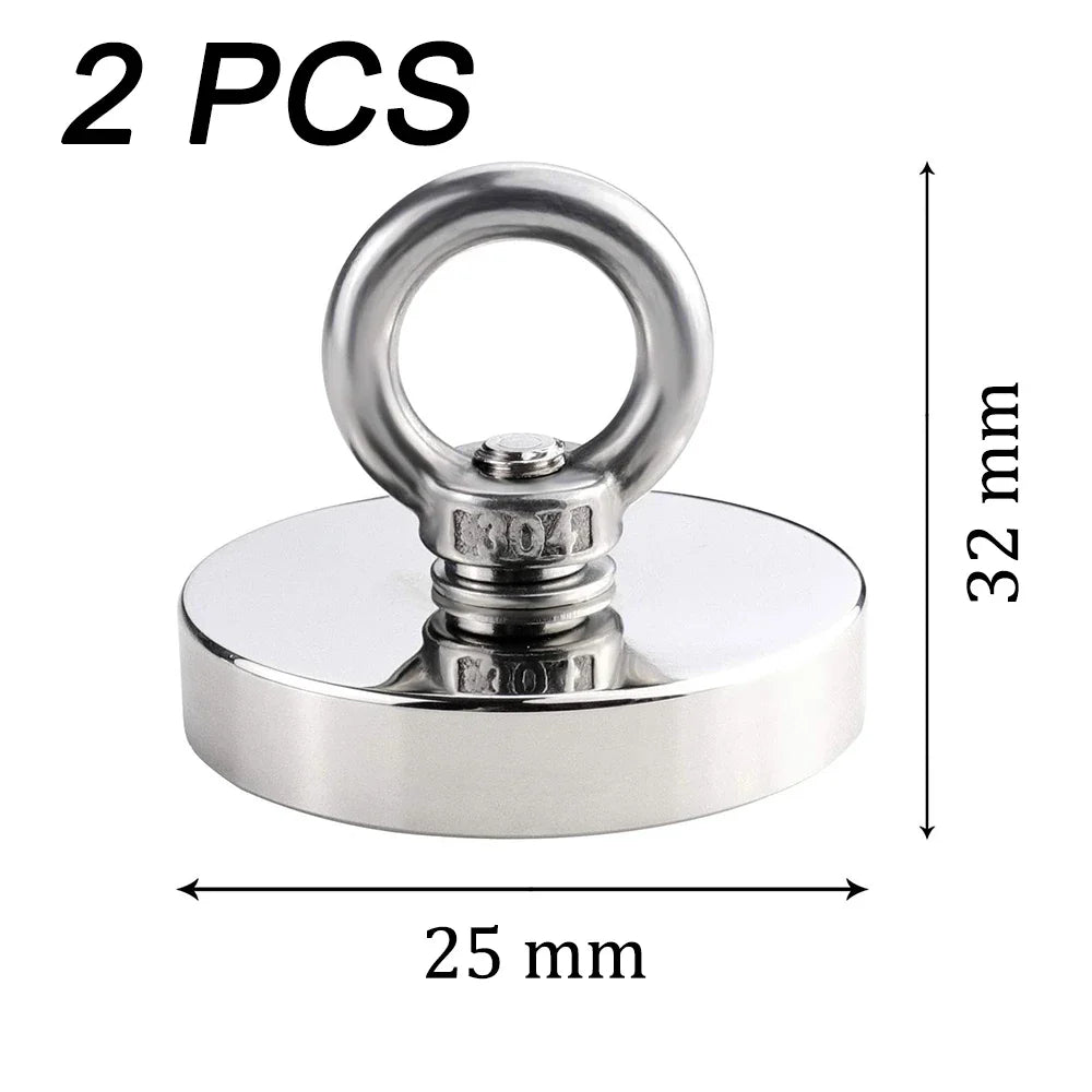 Super Strong Neodymium Fishing Magnet Hook N52 Heavy Duty Rare Earth Magnet with Countersunk Hole Eyebolt 16-90mm Salvage Magnet